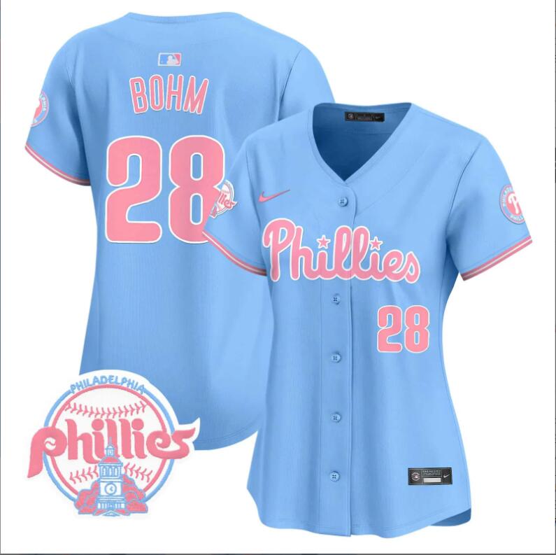 Women Philadelphia Phillies #28 Bohm blue 2024 MLB jersey->customized nfl jersey->Custom Jersey
